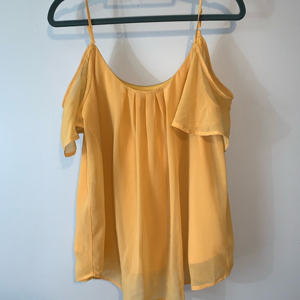 Lily White Cold Shoulder Yellow Shirt Size M